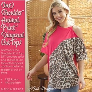 One Shoulder Animal Print Diagonal Cut Top